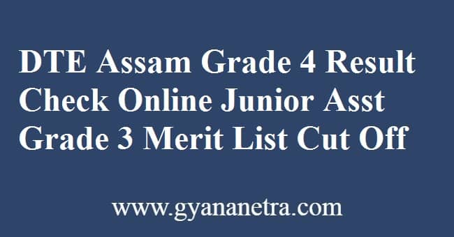 DTE Assam Grade 4 Result Check Online