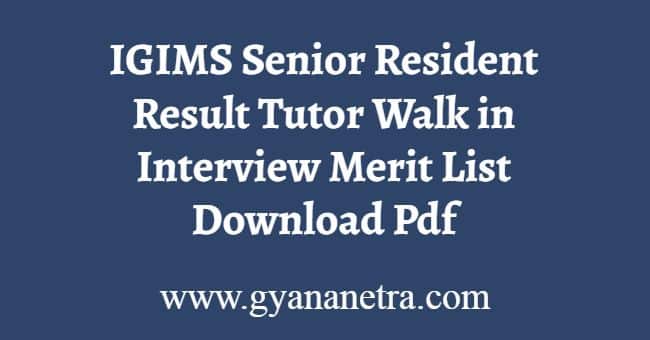 IGIMS Senior Resident Result