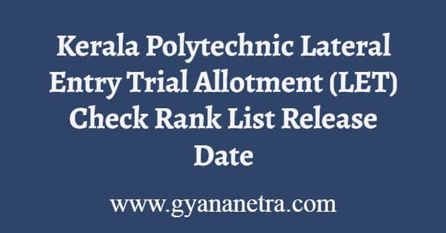 Kerala Polytechnic Lateral Entry Trial Allotment