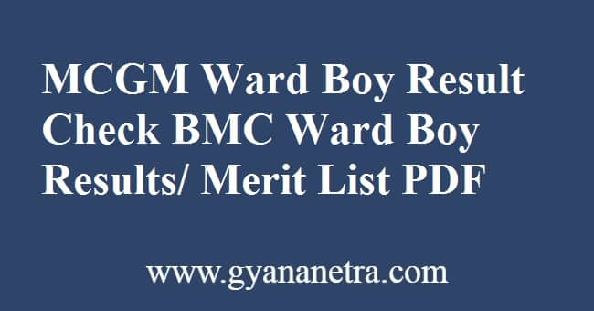 MCGM Ward Boy Result Merit List