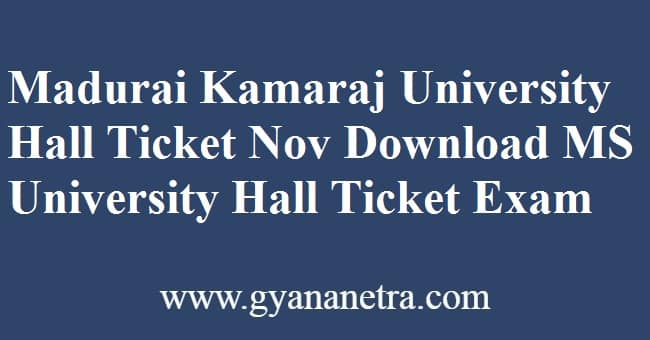 Madurai Kamaraj University Hall Ticket Exam