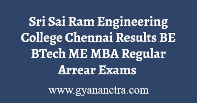 Sri Sai Ram Engineering College Chennai Results