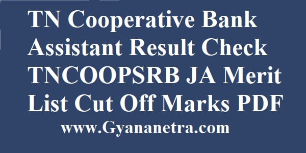 TN Cooperative Bank Assistant Result Merit List