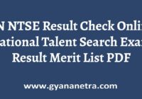 TN NTSE Result Merit List PDF