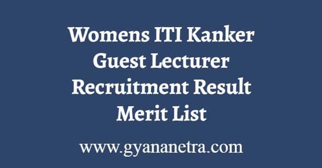 Womens ITI Kanker Guest Lecturer Recruitment Result