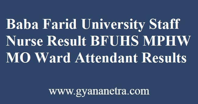 Baba Farid University Staff Nurse Result