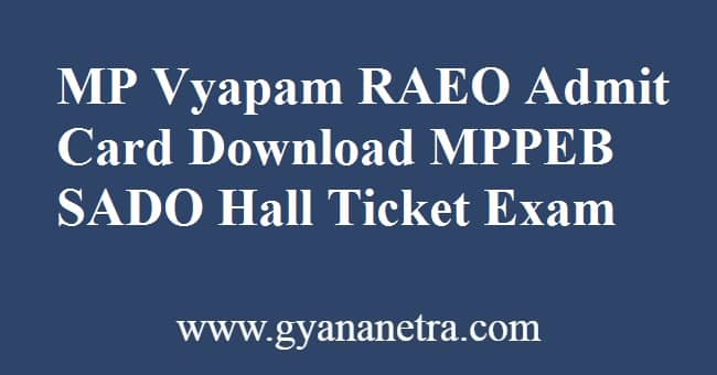 MP Vyapam RAEO Admit Card Exam Date
