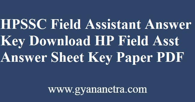 HPSSC Field Assistant Answer Key PDF Download