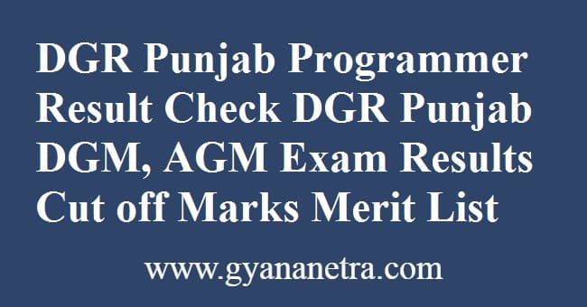 DGR Punjab Programmer Result Merit List