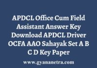 APDCL OCFA AAO Driver Sahayak Answer Key