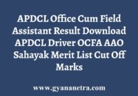 APDCL OCFA AAO Driver Sahayak Result