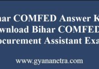 Bihar COMFED Answer Key Paper PDF Download