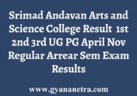 Srimad Andavan Arts and Science College Result