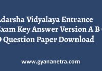 Adarsha Vidyalaya Entrance Exam Key Answer Download Online
