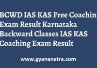 BCWD IAS KAS Free Coaching Exam Result