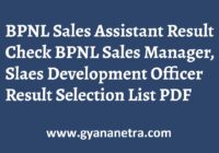 BPNL Sales Assistant Result Check Online