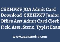 CSKHPKV JOA Admit Card Exm Dates