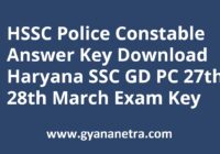 HSSC Police Constable Answer Key Paper PDF