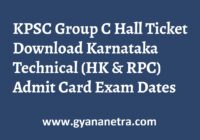 KPSC Group C Hall Ticket Karnataka Technical