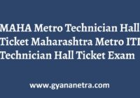 MAHA Metro Technician Hall Ticket Exam Dates