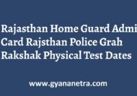 Rajasthan Home Guard Admit Card PET PMT