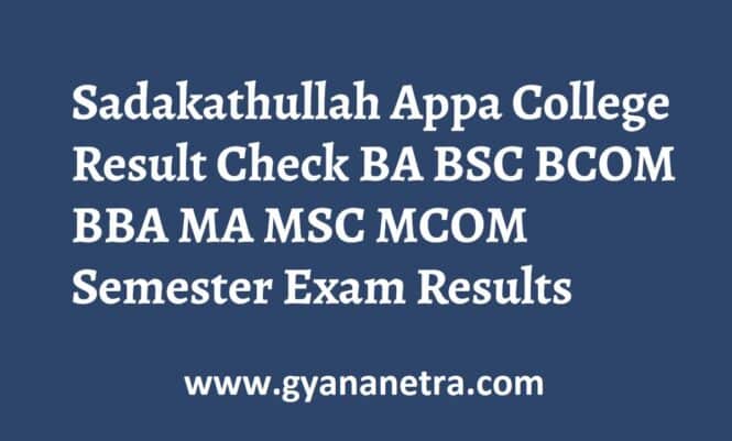 Sadakathullah Appa College Result UG PG Semester Exam