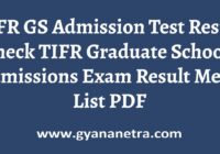 TIFR GS Admission Test Result