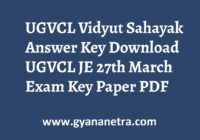 UGVCL Vidyut Sahayak Answer Key Paper PDF
