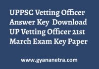 UPPSC Vetting Officer Answer Key Paper PDF