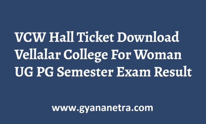 VCW Hall Ticket UG PG Semester Exam