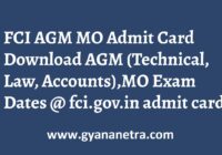 FCI AGM Admit Card MO Exam Date