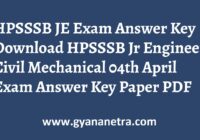 HPSSSB JE Answer Key Paper PDF