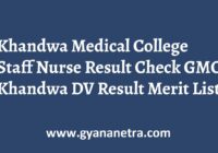 Khandwa Medical College Staff Nurse Result Merit List