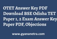 OTET Answer Key Paper PDF Odisha