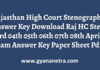 Rajasthan High Court Stenographer Answer Key Paper PDF