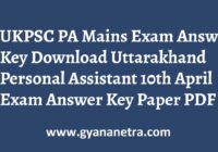 UKPSC PA Mains Exam Answer Key Paper PDF