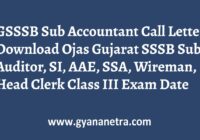 GSSSB Sub Accountant Call Letter Exam Date