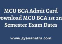 MCU BCA Admit Card Bhopal Semester Exam