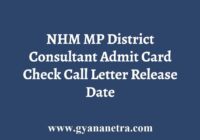 NHM MP District Consultant Admit Card