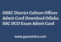 OSSC District Culture Officer Admit Card