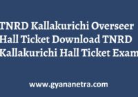 TNRD Kallakurichi Overseer Hall Ticket