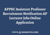 APPSC Assistant Professor Recruitment Notification