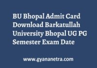 BU Bhopal Admit Card U PG Semester Exam
