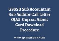 GSSSB Sub Accountant Sub Auditor Call Letter
