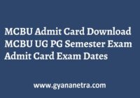 MCBU Admit Card Semester Exam