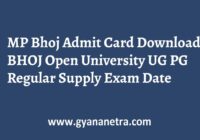 MP Bhoj Admit Card UG PG Exam Date