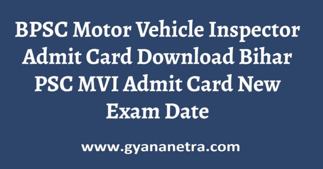 BPSC Motor Vehicle Inspector Admit Card