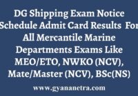 DG Shipping Exam Notice Schedule Admit Card Result