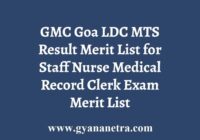 GMC Goa LDC MTS Result