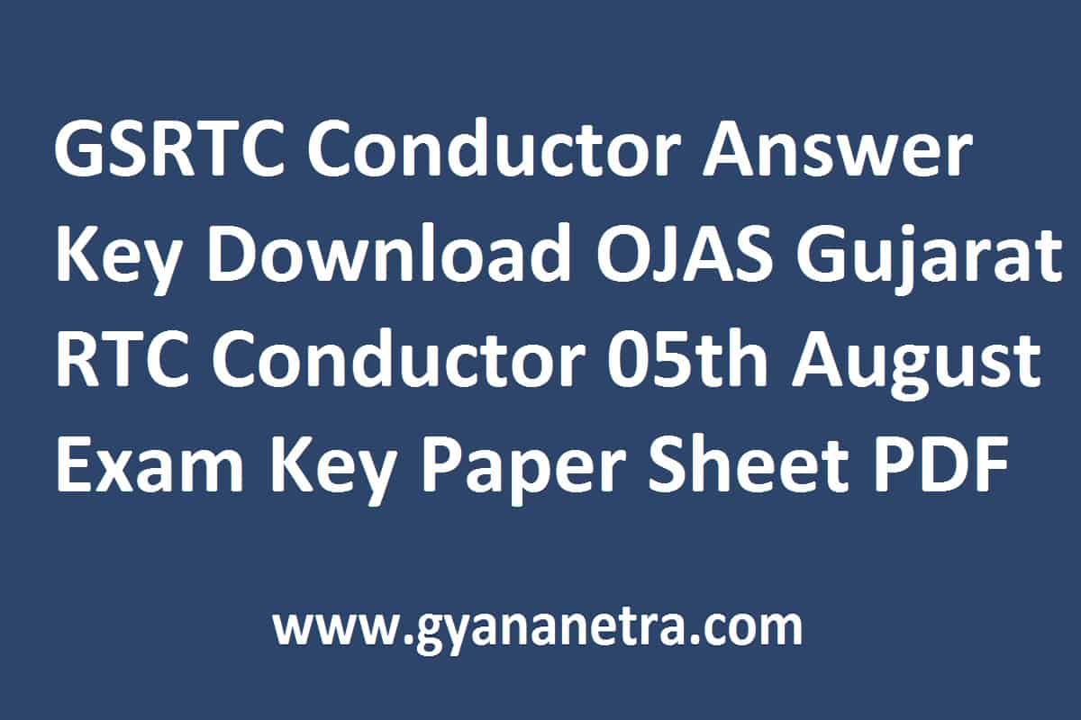 GSRTC Conductor Answer Key PDF